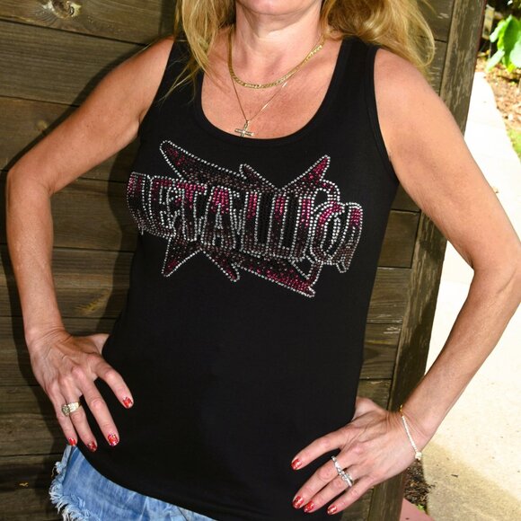 Metallica rhinestone bling black sleeveless tank sz XS S M L XL XXL 1X2… - Picture 12 of 12